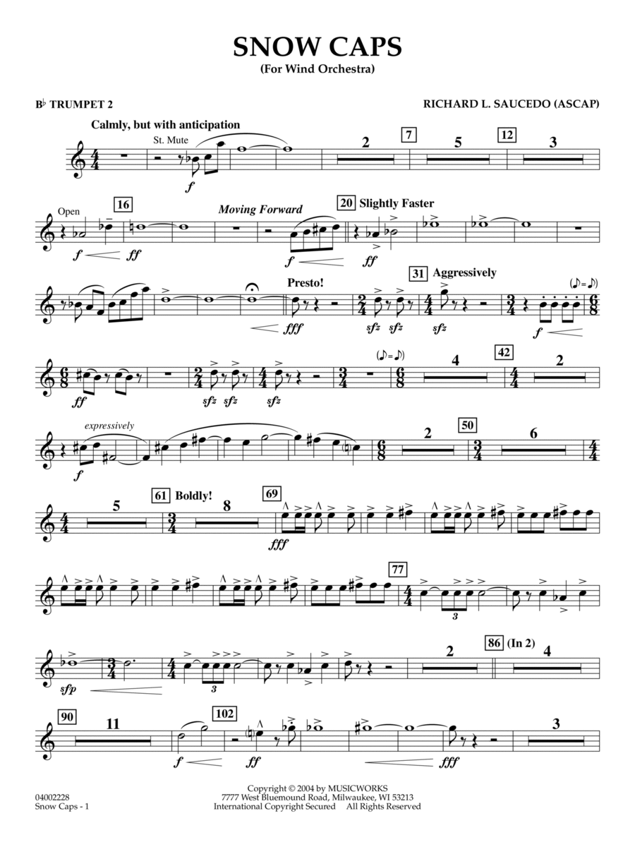 Snow Caps - Bb Trumpet 2 Part scores gallery preview page 1