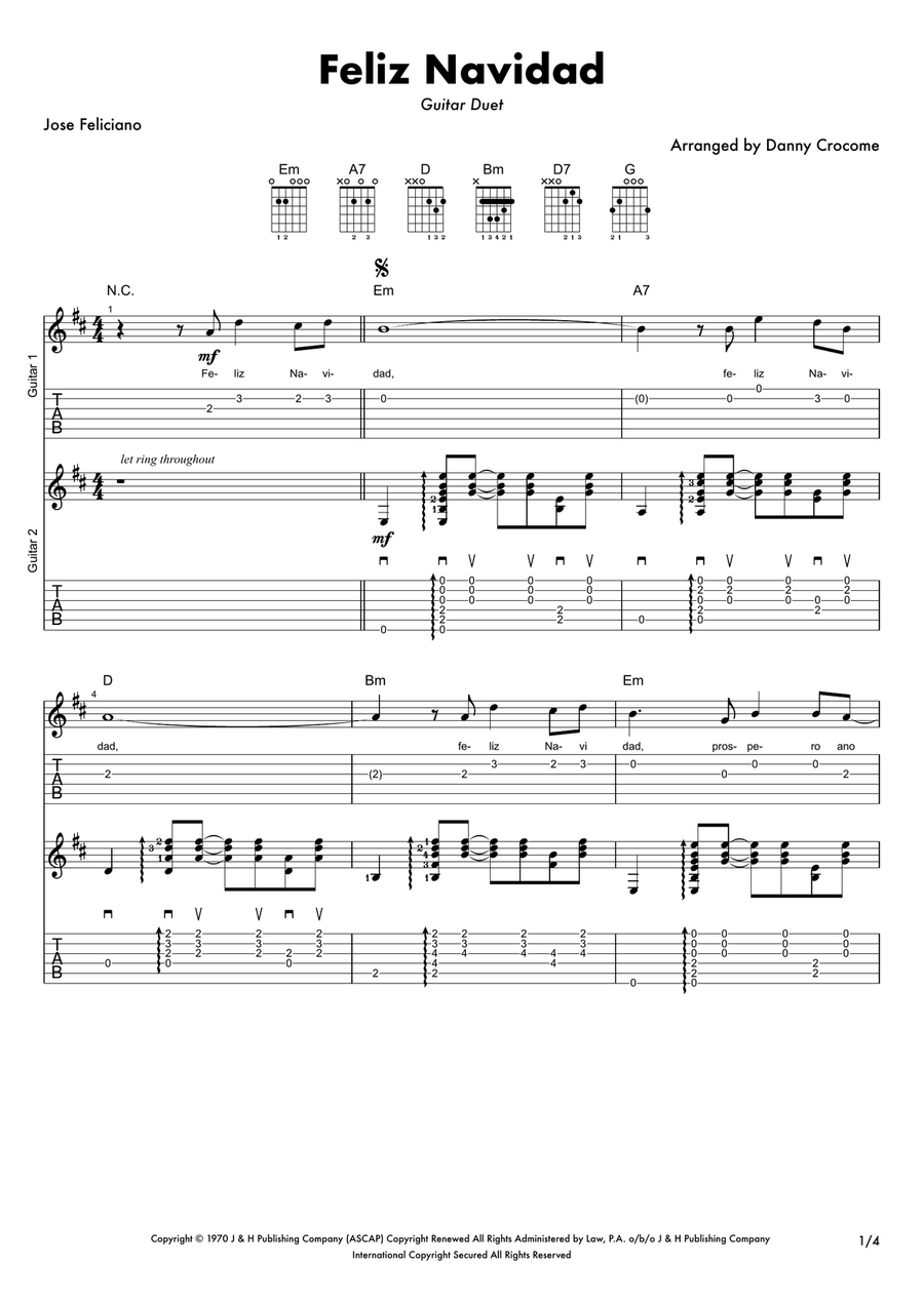 Feliz Navidad Acoustic Guitar scores gallery preview page 1