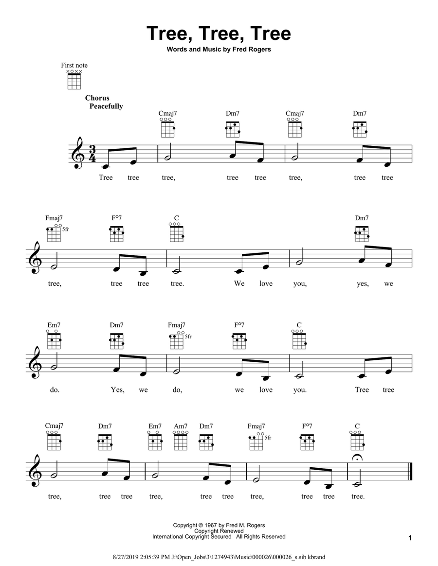 Tree, Tree, Tree Ukulele scores gallery preview page 1