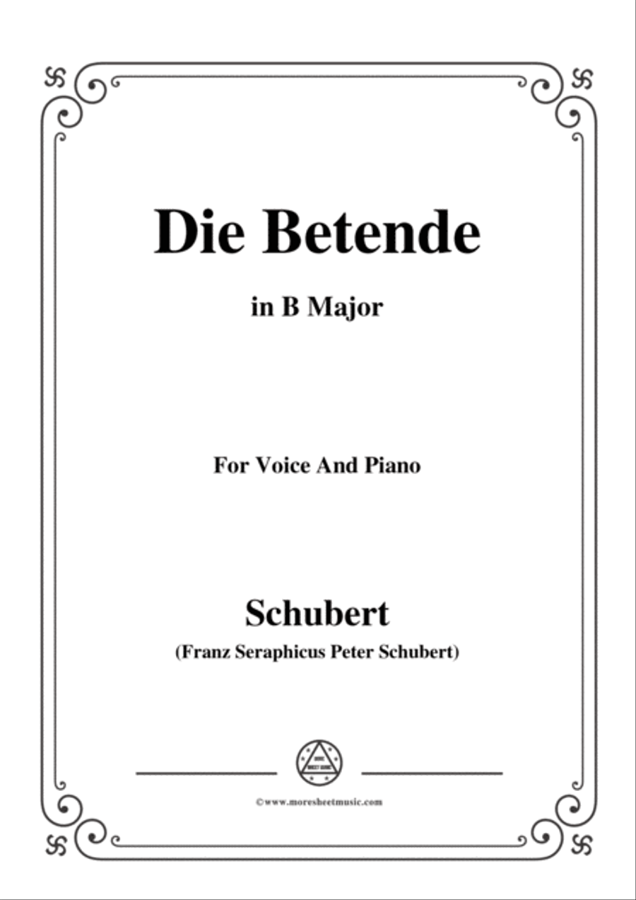 Schubert-Die Betende,in B Major,for Voice&Piano Voice scores gallery preview page 1