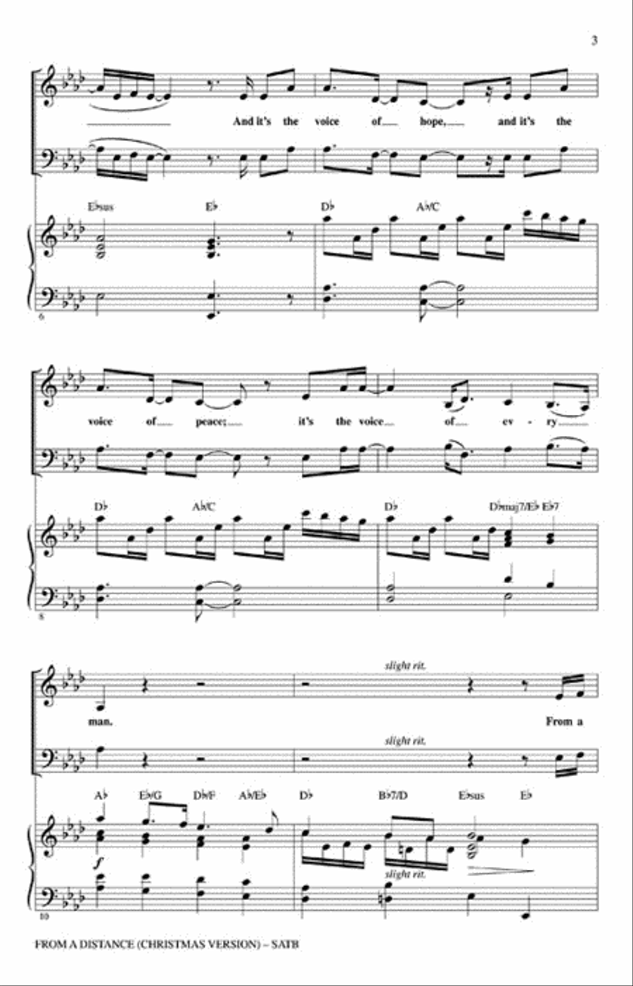 From a Distance (Christmas Version) Choir scores gallery preview page 3