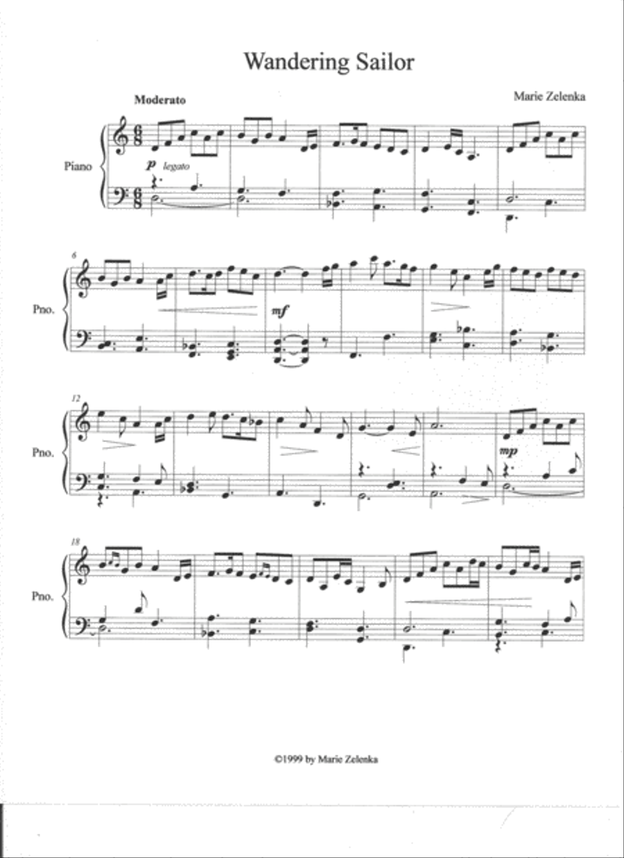 Wandering Sailor Piano Solo scores gallery preview page 1