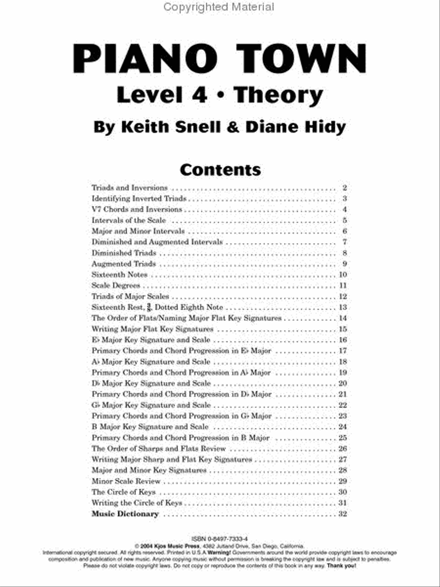 Piano Town, Theory - Level 4 Piano Method scores gallery preview page 2