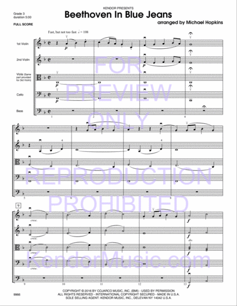Beethoven In Blue Jeans String Orchestra scores gallery preview page 3