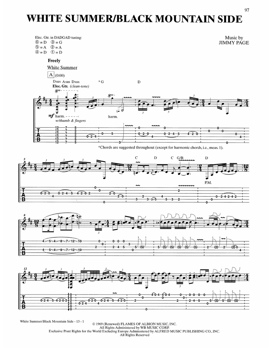 White Summer/Black Mountainside Acoustic Guitar scores gallery preview page 1