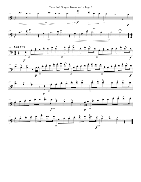 Three Folk Songs for Trombone or Low Brass Quartet image number null