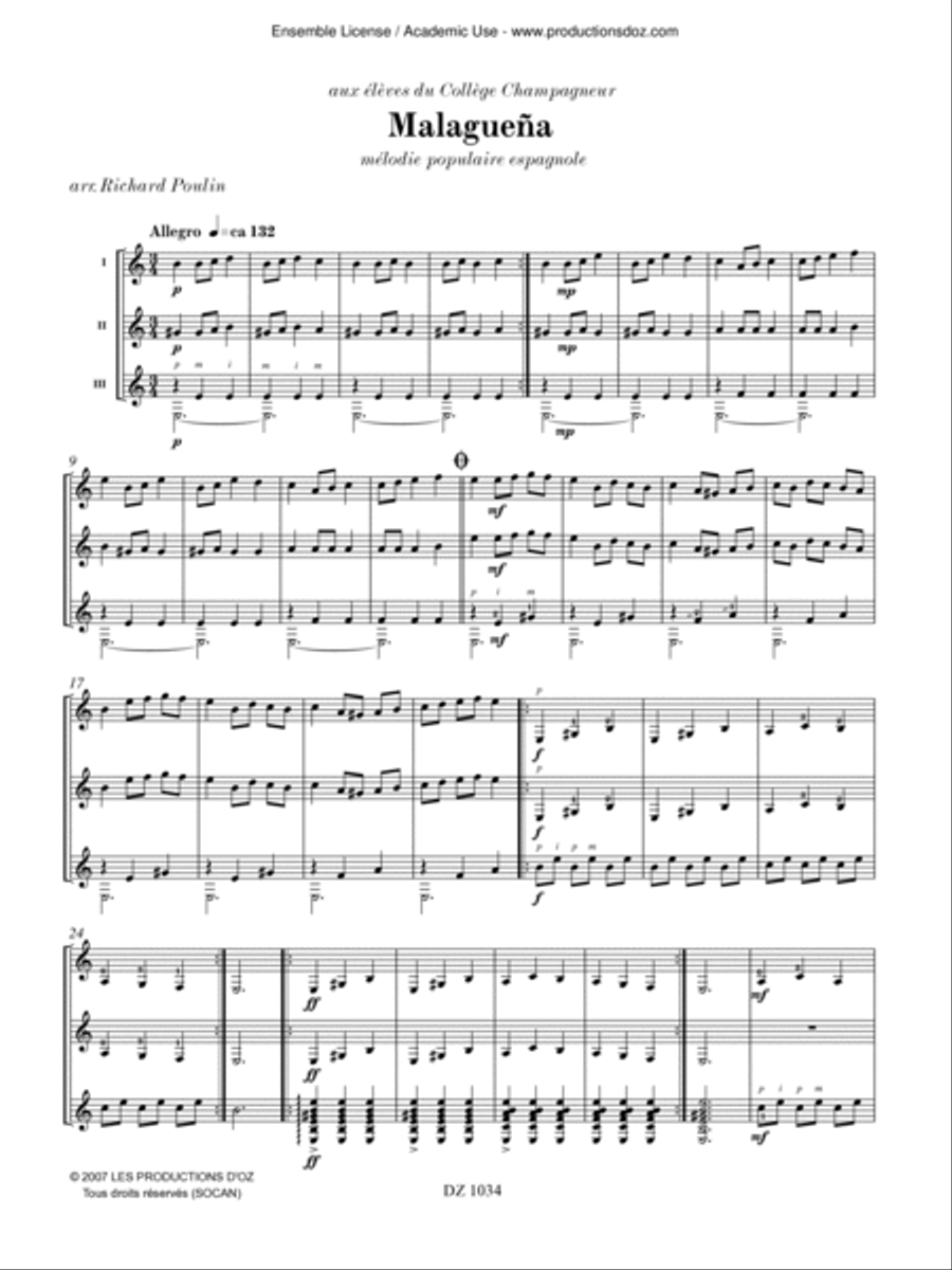 Malagueña Guitar Ensemble scores gallery preview page 2