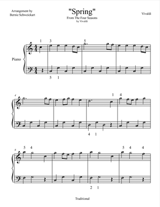 Spring From The Four Seasons (BIG NOTE SIMPLIFIED WITH FINGERING)