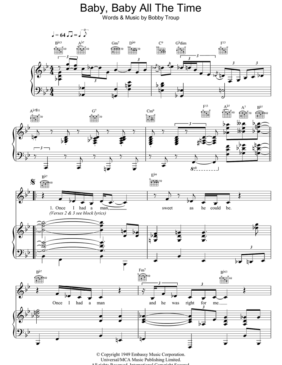 Baby, Baby All The Time Baby, Baby All The Time Piano, Vocal, Guitar scores gallery preview page 1