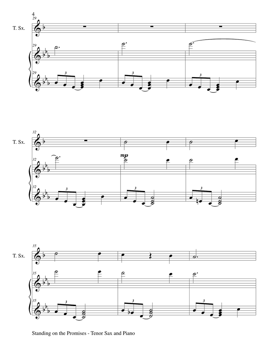 STANDING ON THE PROMISES (Tenor Sax/Piano and Tenor Sax Part) Tenor Saxophone scores gallery preview page 5