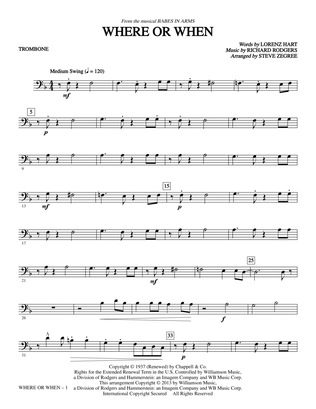 Book cover for Where Or When (from Babes In Arms) (arr. Steve Zegree) - Trombone