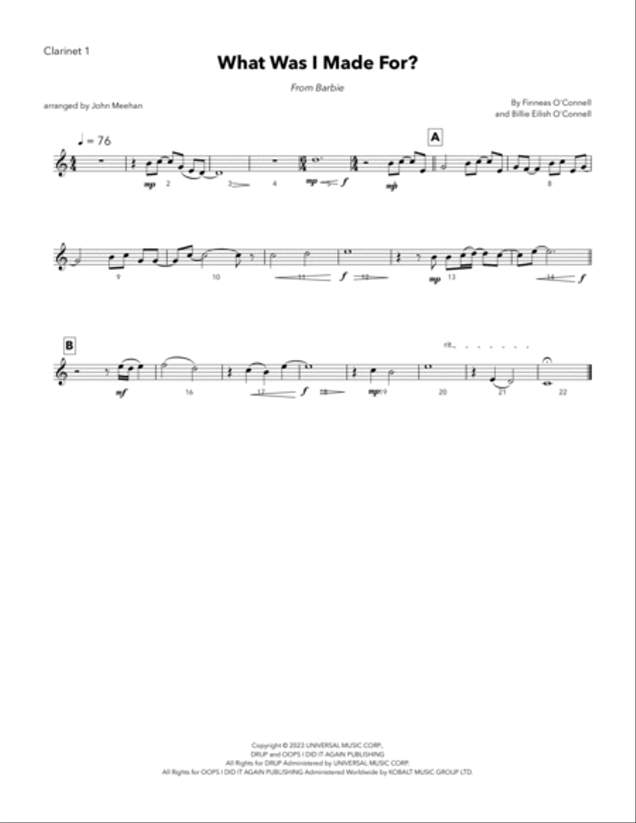 What Was I Made For? Marching Band scores gallery preview page 6