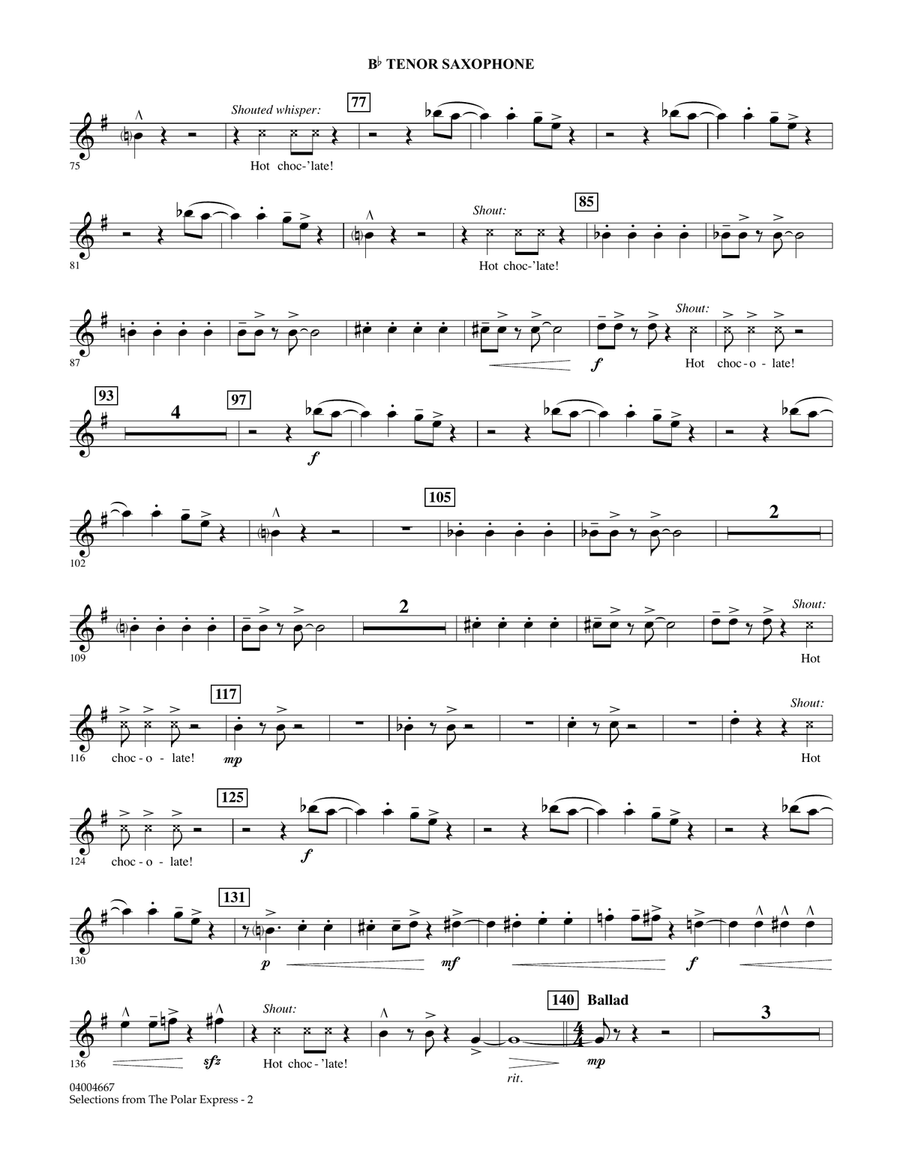 Selections from The Polar Express - Bb Tenor Saxophone Concert Band scores gallery preview page 2