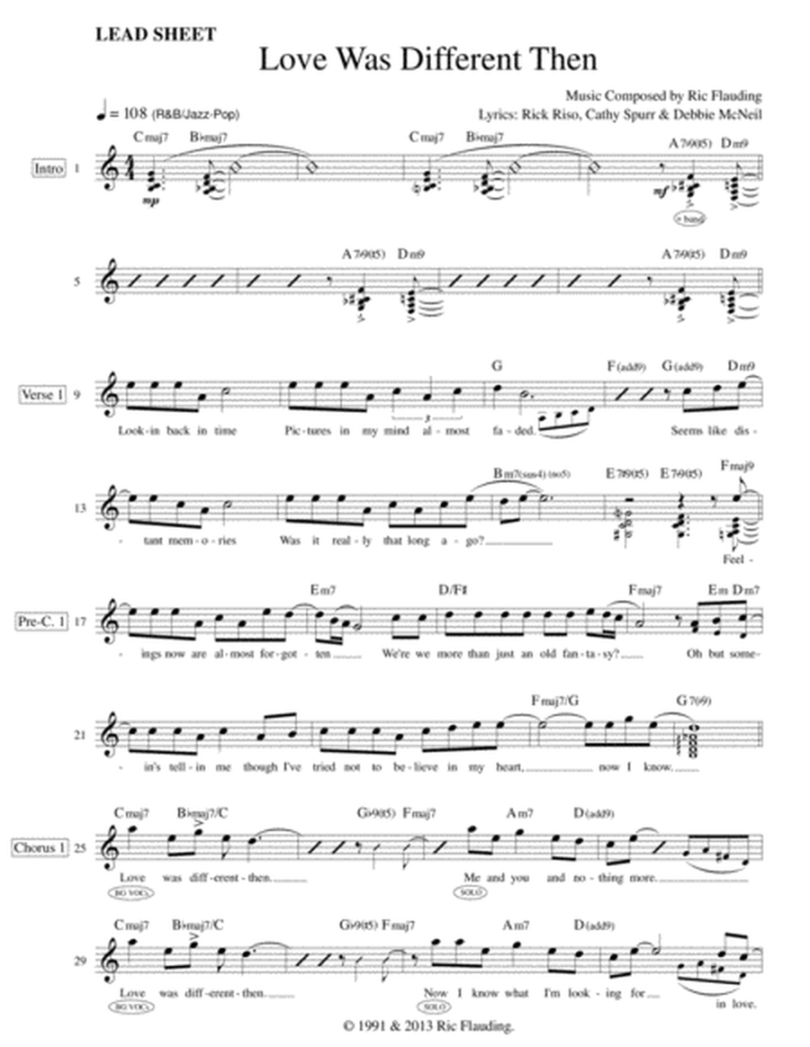 Love Was Different Then (Lead Sheet) image number null