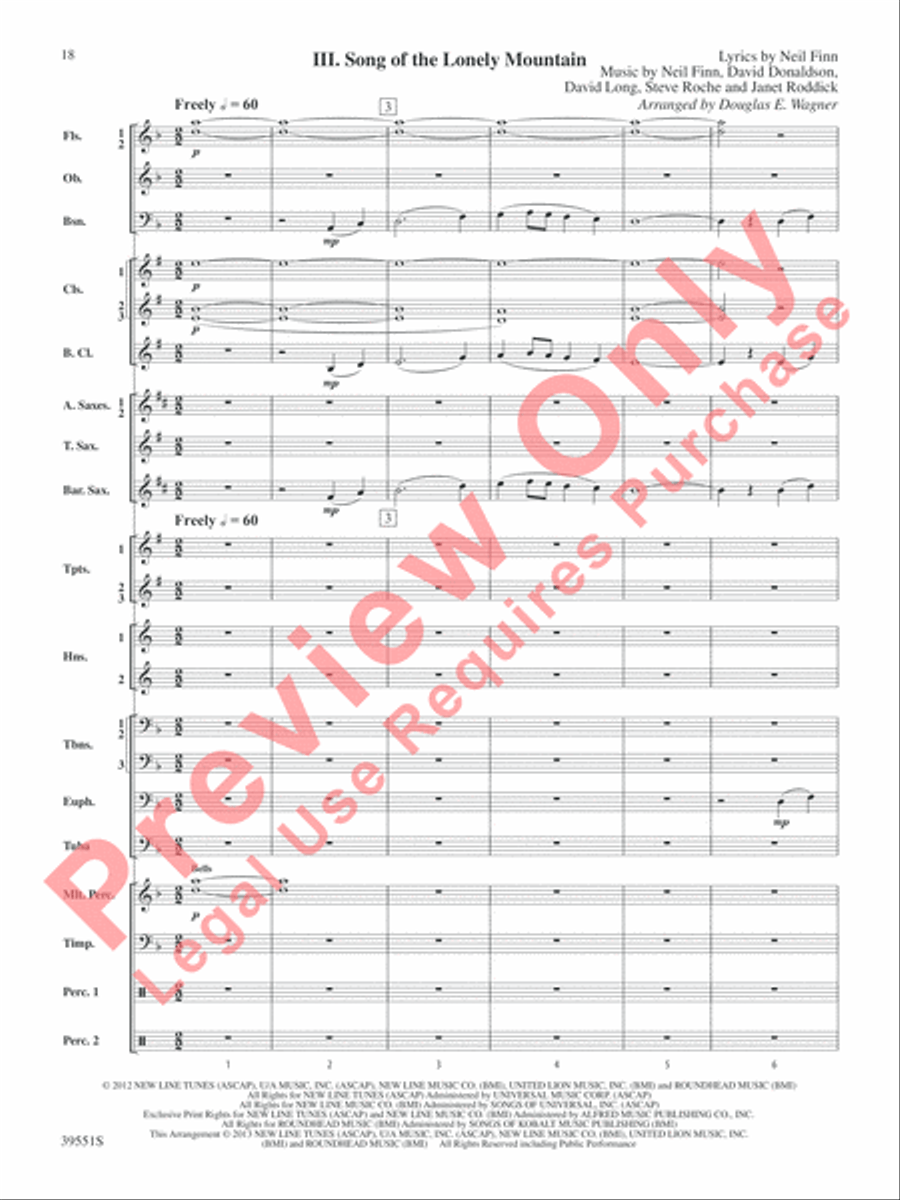 The Hobbit: An Unexpected Journey, Suite from Concert Band scores gallery preview page 19