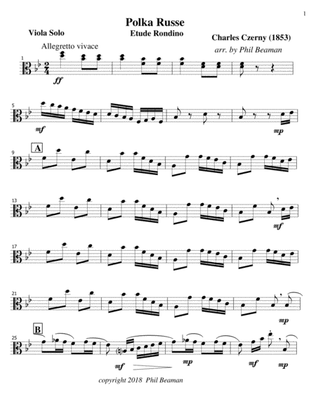 Polka Russe-Czerny-Viola Solo