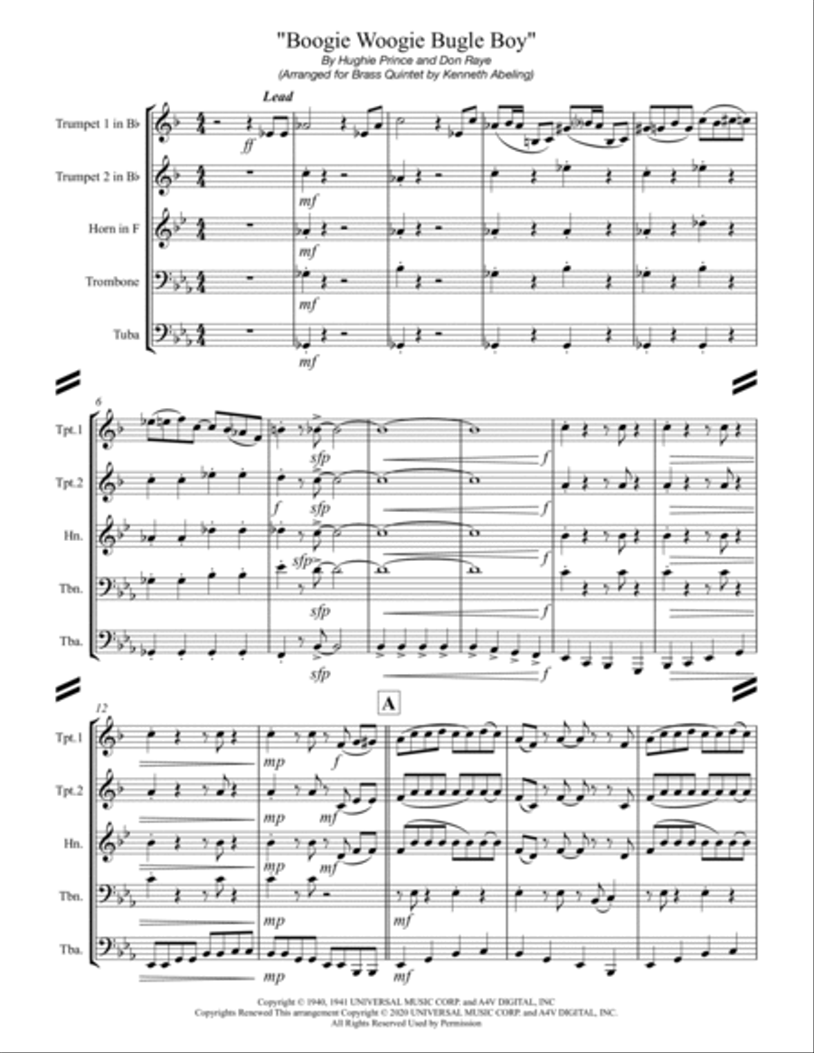 Boogie Woogie Bugle Boy Brass Ensemble scores gallery preview page 2
