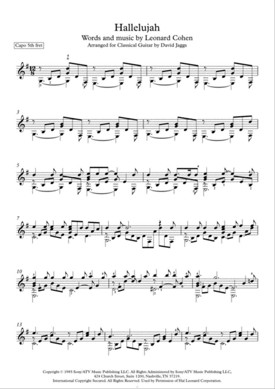 Hallelujah Guitar Solo scores gallery preview page 1
