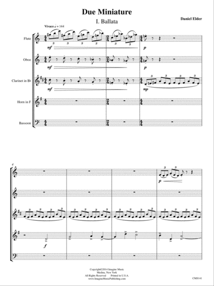 Due Miniature Woodwind Quintet scores gallery preview page 8