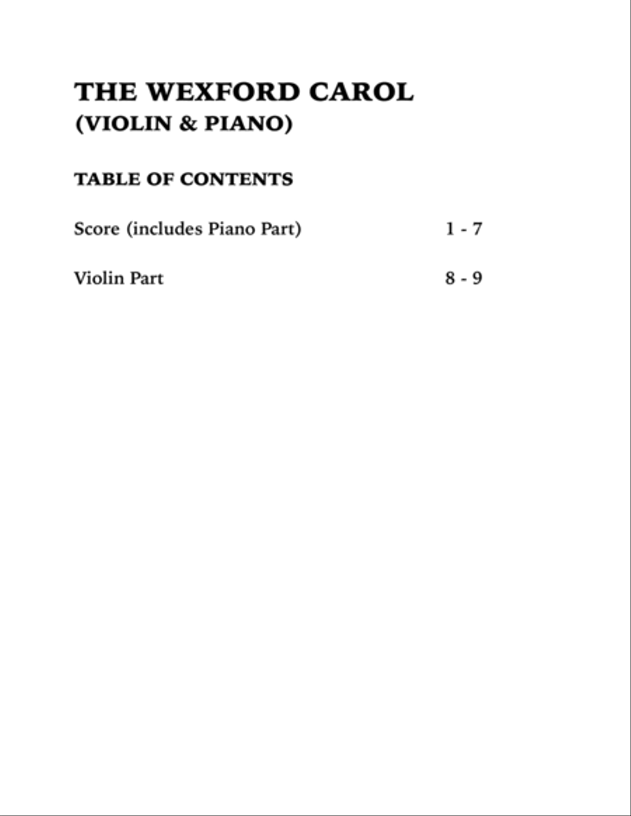 The Wexford Carol (Violin and Piano) image number null