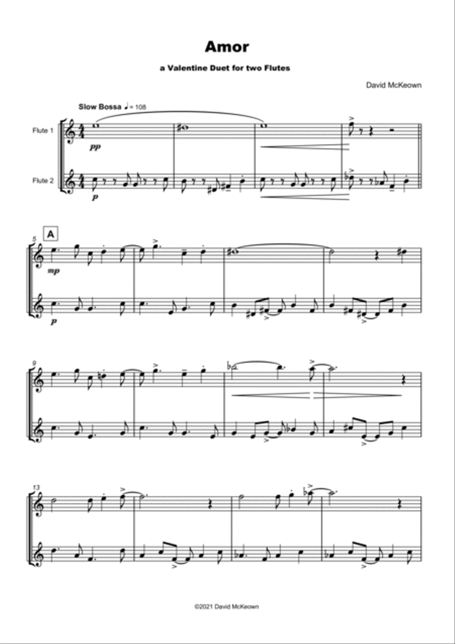 Amor, (Portuguese for Love), Flute Duet Flute Duet scores gallery preview page 2