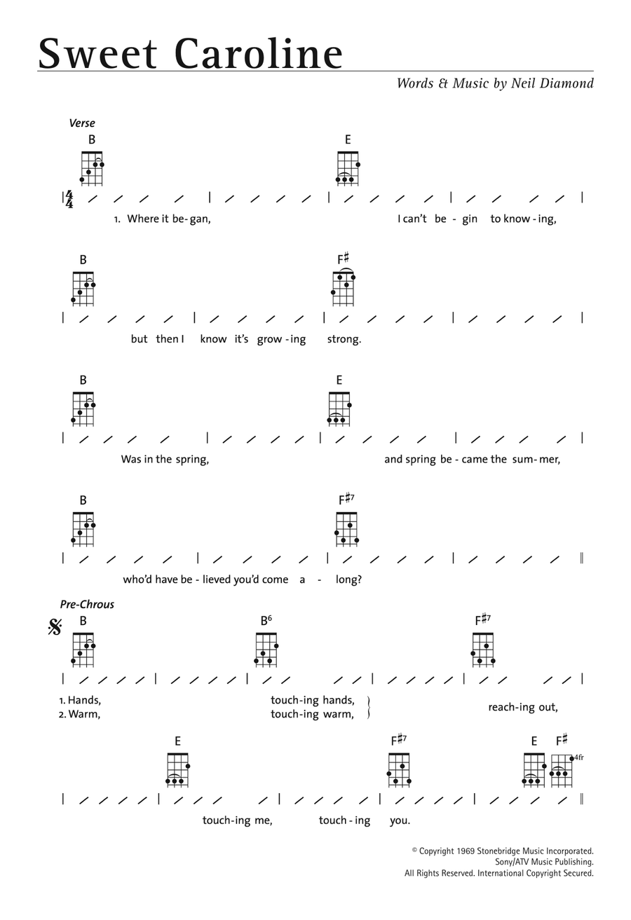 Sweet Caroline Ukulele scores gallery preview page 1