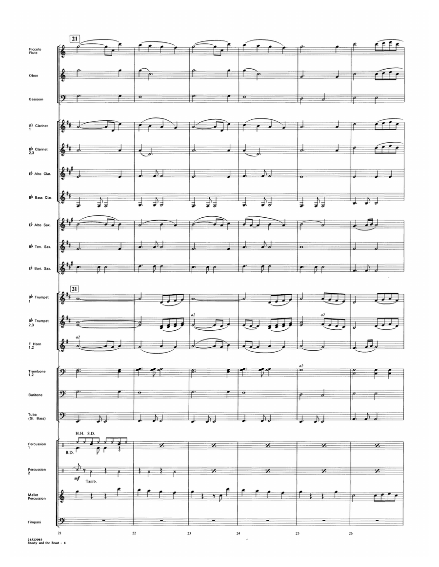 Beauty and the Beast (arr. Jay Bocook) - Full Score Concert Band scores gallery preview page 6