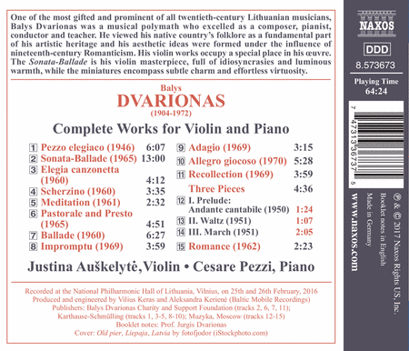 Balys Dvarionas: Complete Works for Violin & Piano