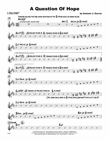 A Question Of Hope - Solo Sheet - Trumpet