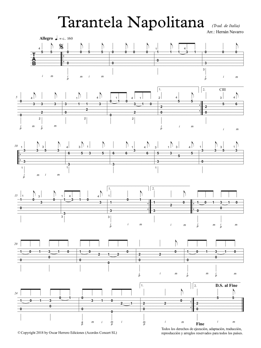 Neapolitan tarantella Acoustic Guitar scores gallery preview page 1