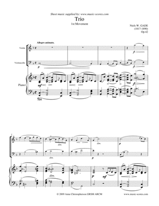 Gade - Allegro Animato - 1st movement from Piano Trio - Violin, Cello and Piano
