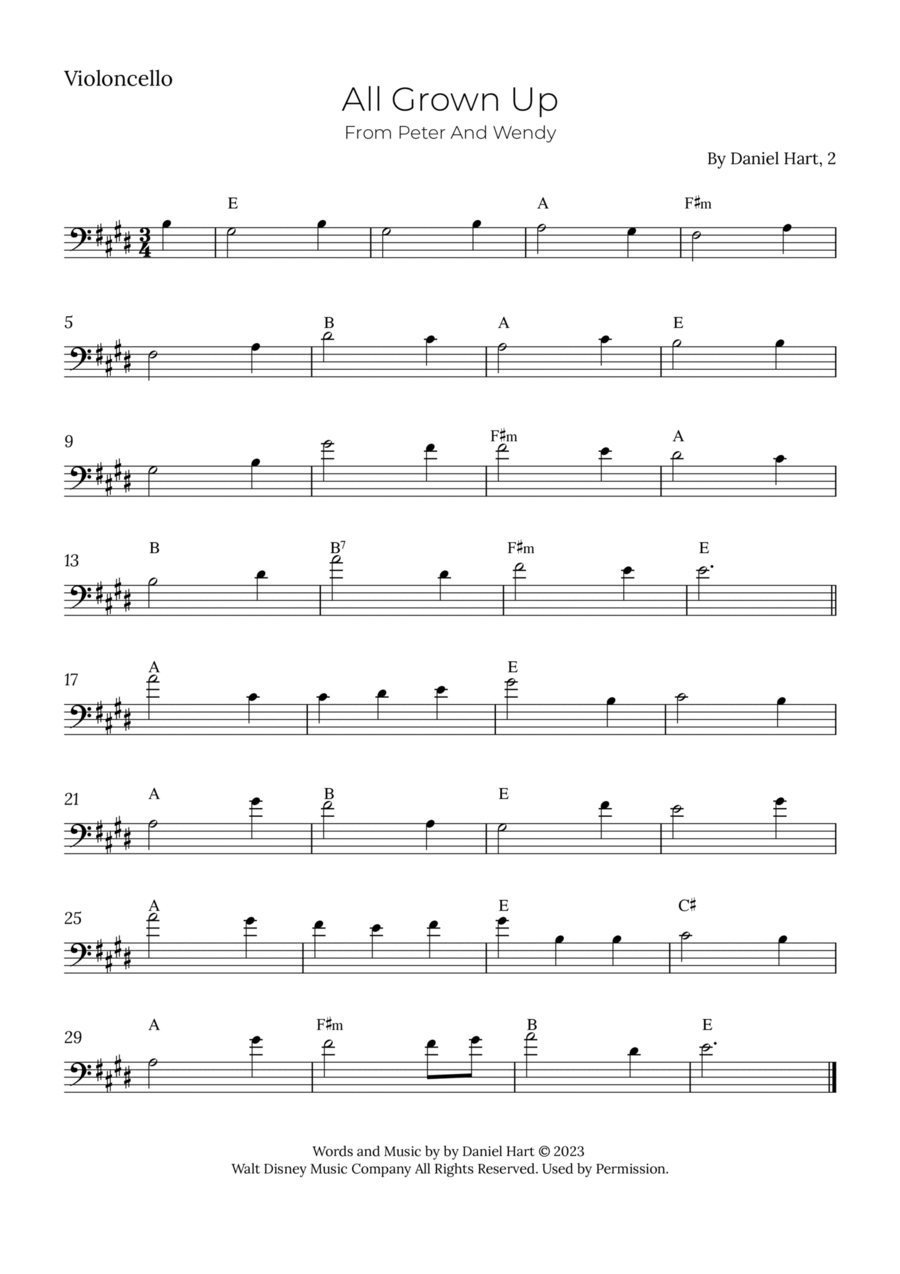All Grown Up Cello Solo scores gallery preview page 1