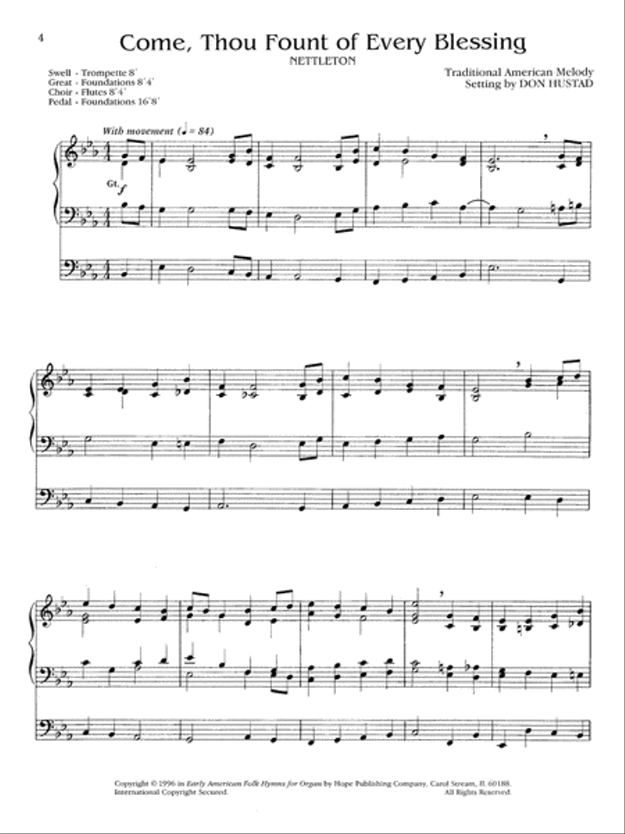 Early American Folk Hymns for Organ-Digital Download Organ scores gallery preview page 6
