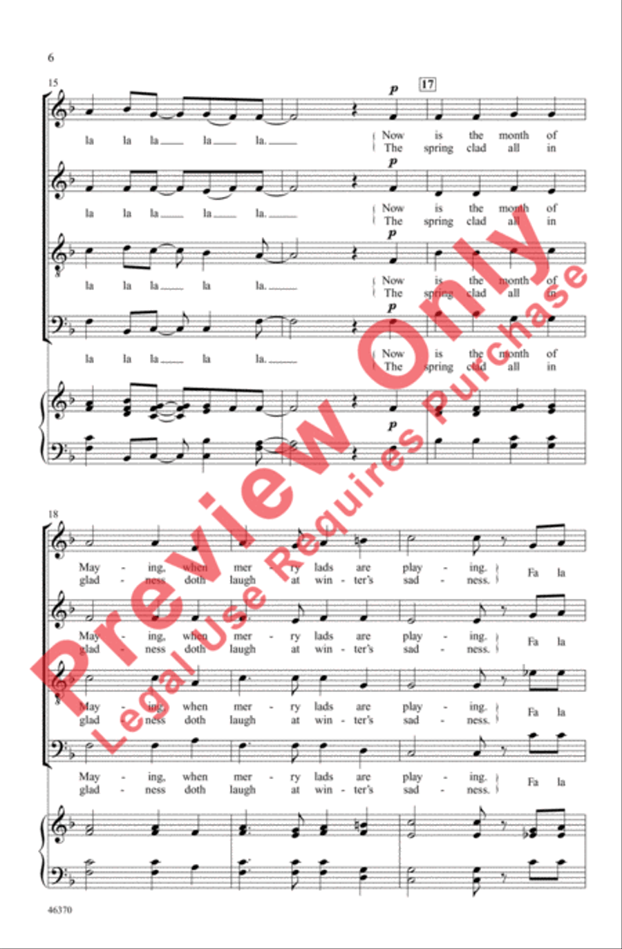 Now Is the Month of Maying! 4-Part scores gallery preview page 5
