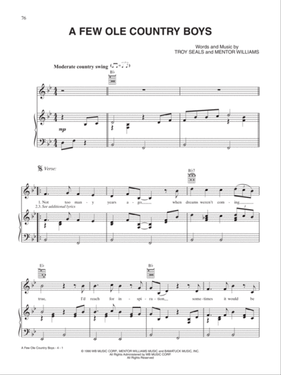 A Few Ole Country Boys Piano, Vocal, Guitar scores gallery preview page 1