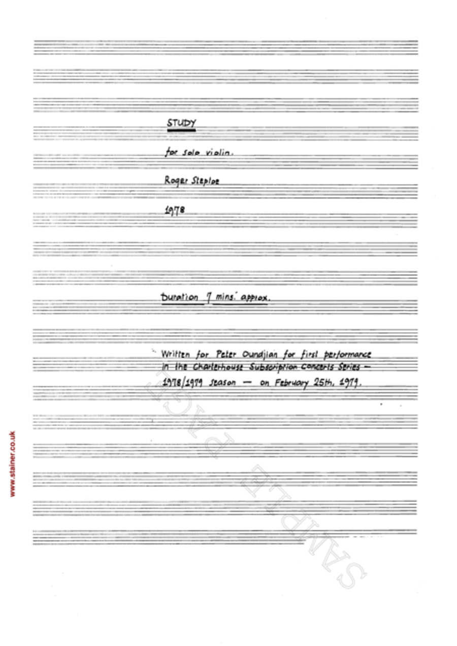 Study for Solo Violin Violin Solo scores gallery preview page 2
