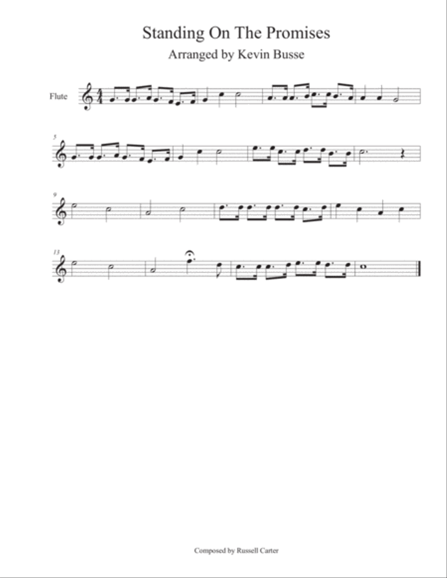 Standing On The Promises (Easy key of C) - Flute Flute Solo scores gallery preview page 1