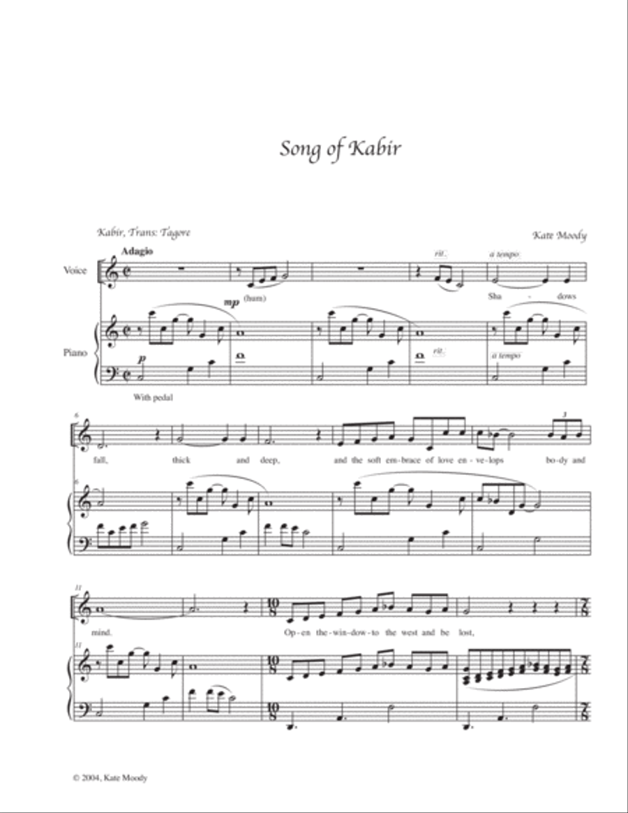 Song of Kabir (high voice) High Voice scores gallery preview page 2