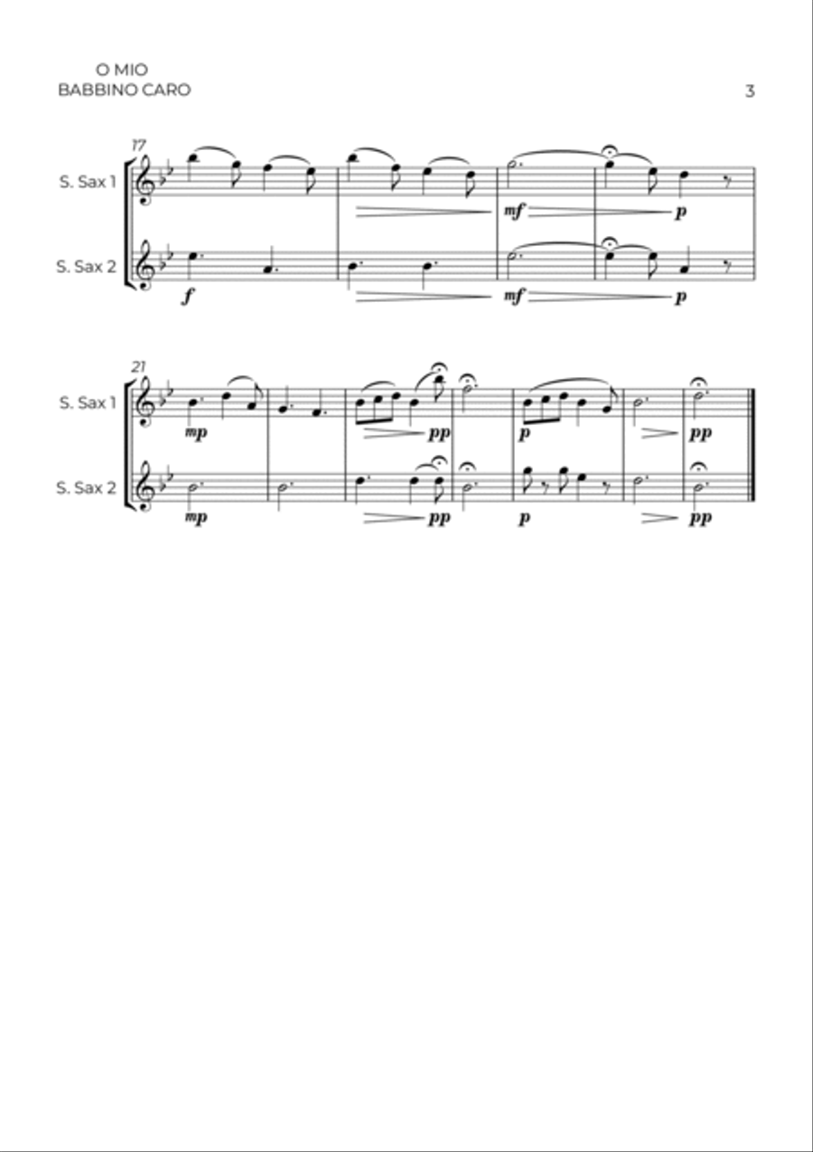 O MIO BABBINO CARO - SAX SOPRANO DUET Woodwind Duet scores gallery preview page 3