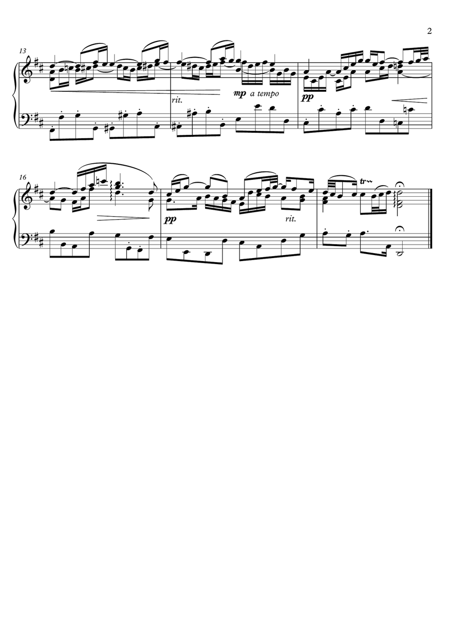 J.S.Bach Air on G String BWV 1068 for piano solo or piano duet image number null