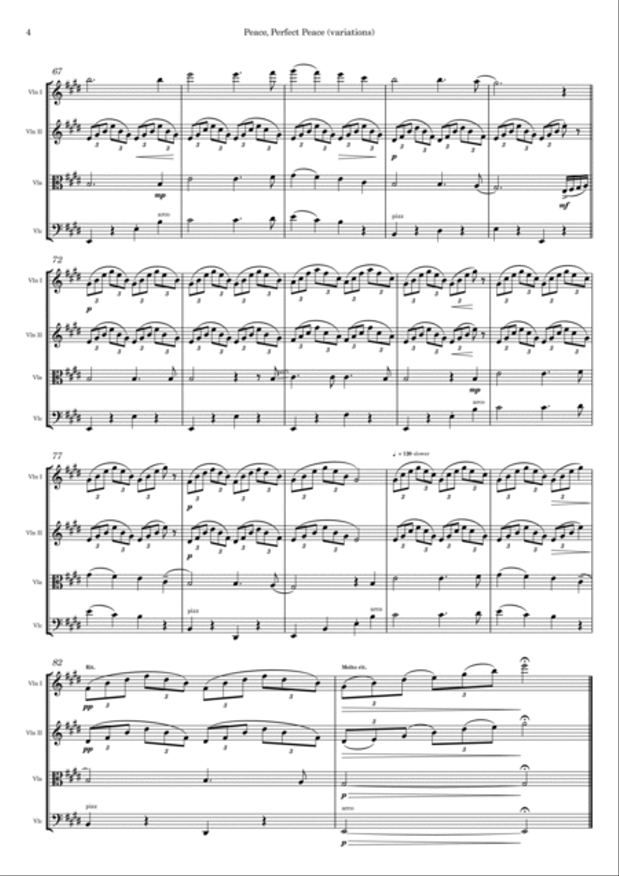 Peace, Perfect Peace (variations) (Strings) String Quartet scores gallery preview page 5