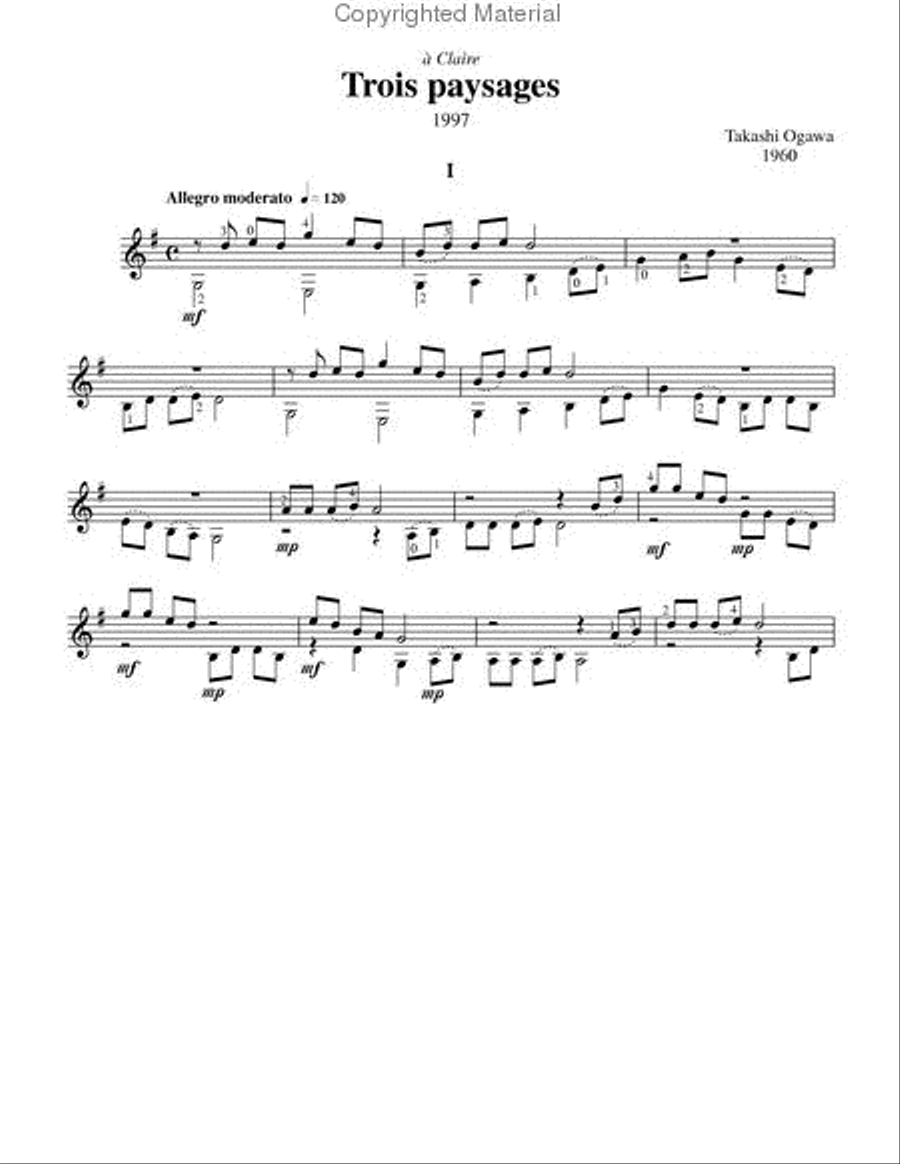 Trois paysages, Huit promenades Classical Guitar scores gallery preview page 2