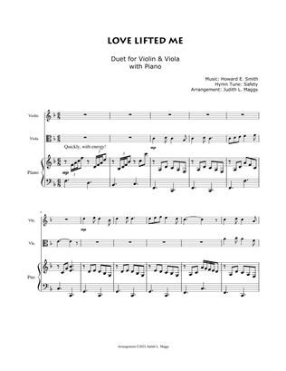 Love Lifted Me - for Violin/Viola duet with piano