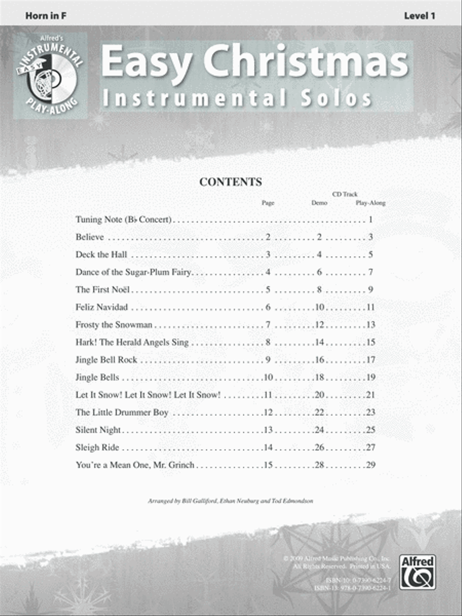 Easy Christmas Instrumental Solos, Level 1 image number null