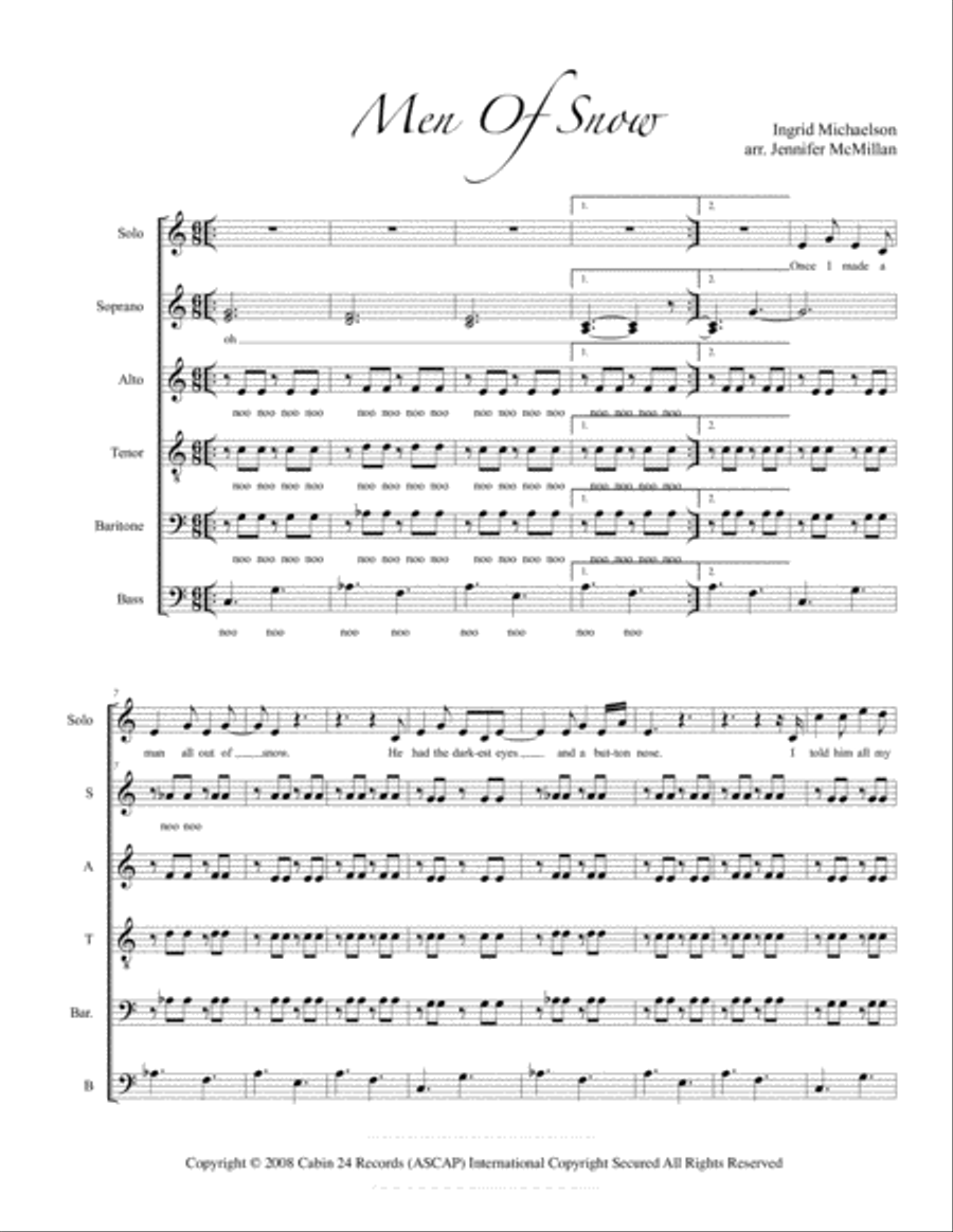 Men Of Snow Men Of Snow 4-Part scores gallery preview page 1
