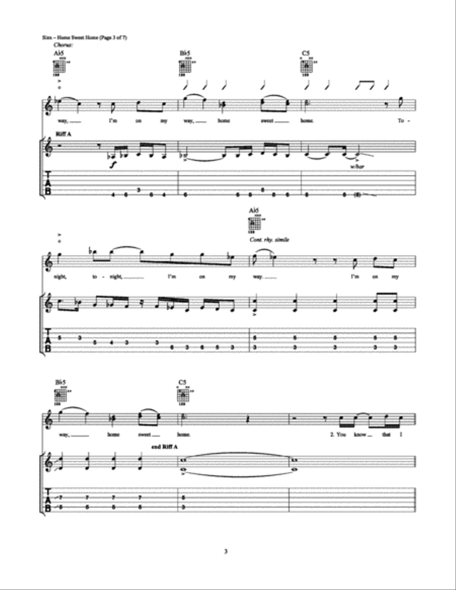 Home Sweet Home Home Sweet Home Electric Guitar scores gallery preview page 3
