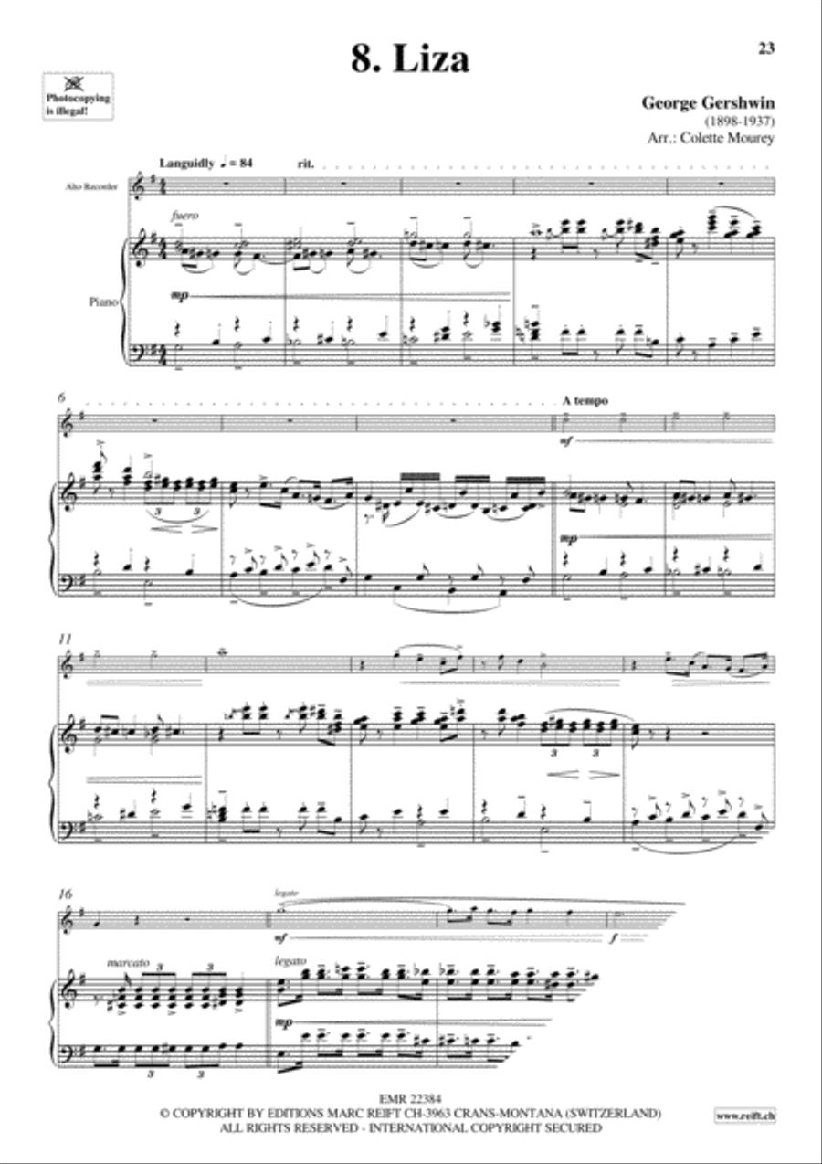 Gershwin 20 Greatest Hits Alto Recorder scores gallery preview page 10