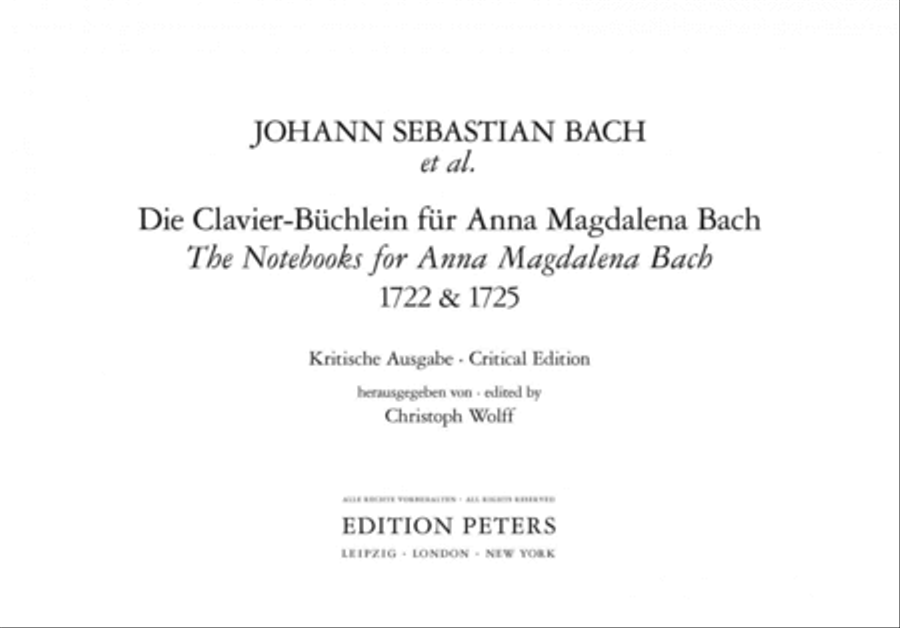 The Notebooks for Anna Magdalena Bach 1722 & 1725 for Piano (Premium Edition)