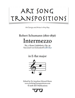 Book cover for SCHUMANN: Intermezzo, Op. 39 no. 2 (transposed to E-flat major)