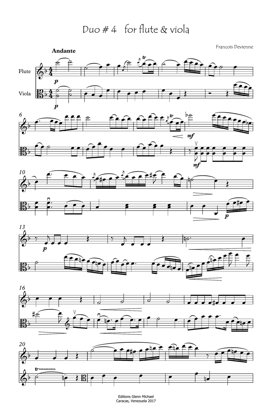 Duo #4 for Flute & Viola Duo #4 for Flute & Viola Flute scores gallery preview page 1